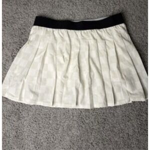 JoyLab Large White Checkered Pleated Tennis Skort with Built In Shorts